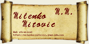 Milenko Mitović vizit kartica